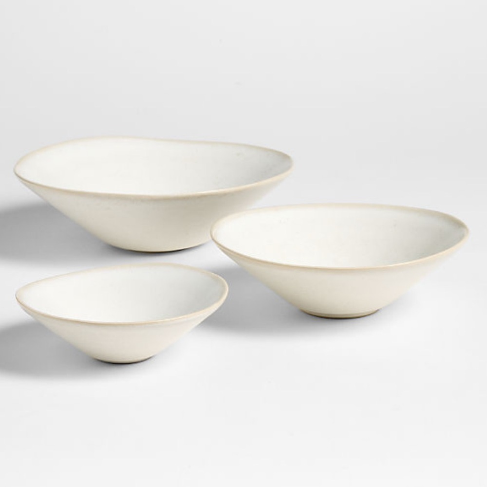 New! Crate&Barrel Stoneware Nesting Bowls Set